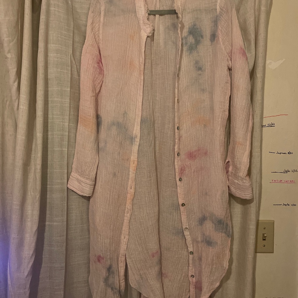 Free people XS tie dye gauzy duster